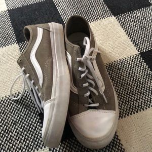 Grayish, olive green velvet Vans